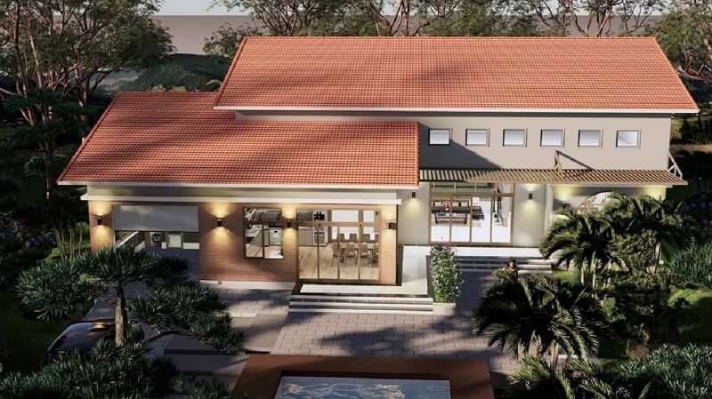 Mẫu thiết kế nhà cấp 4 4 phòng ngủ nông thôn