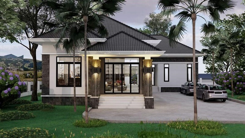 Mẫu thiết kế nhà cấp 4 mái Nhật 4 phòng ngủ 