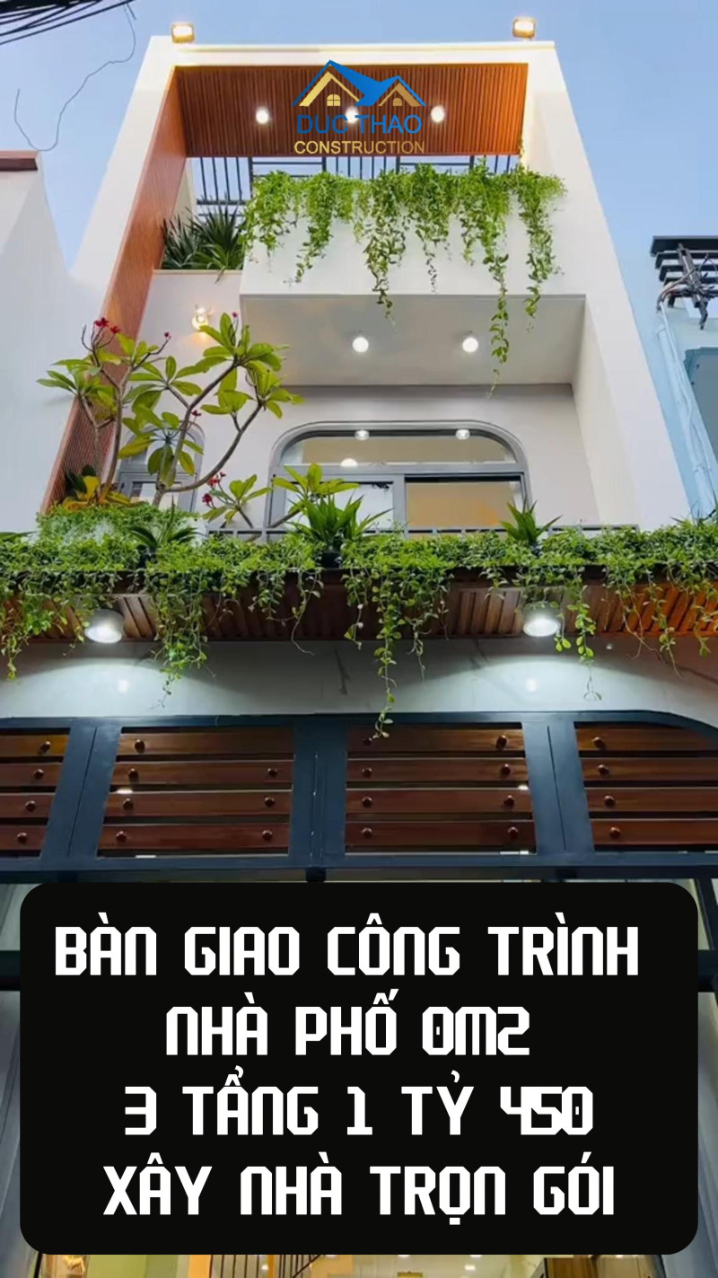 Bàn Giao Nhà Phố 1 TỶ 450 Xây Nhà Trọn Gói 